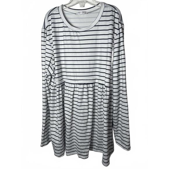 Ecouaer Blouse Top Womens 2XL Black White Striped Long Sleeve Casual EUC Flowy - Picture 2 of 6